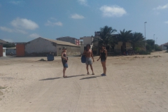 Claire, Dominique & Zeyno. Beach at Sal Rei, Boavista.